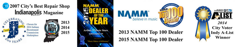 Arthur's Music Store is a NAMM Top 100 dealer, Indianapolis magazine award winner, and NAMM dealer of the year Arthur's Music Store is a NAMM Top 100 dealer, Indianapolis magazine award winner, and NAMM dealer of the year