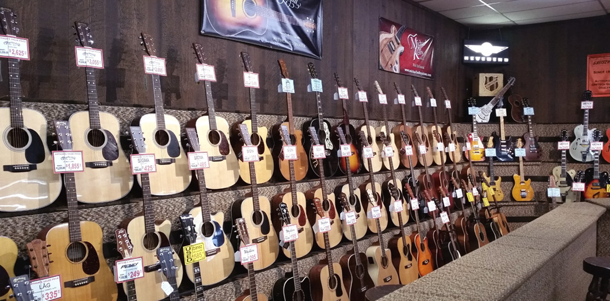 Acoustic guitars at Arthur's Music Store Acoustic guitars at Arthur's Music Store