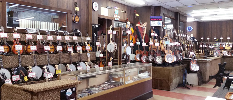 Mandolins, banjos, and resonators at Arthur's Music Store Mandolins, banjos, and resonators at Arthur's Music Store
