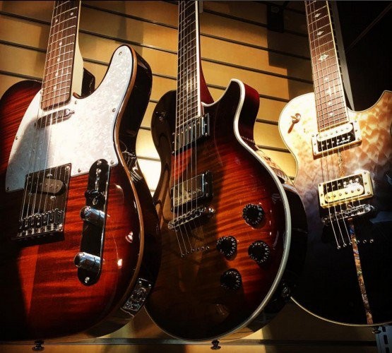 Michael Kelly 1950s and Patriot electric guitars at Bertrand's Music in Mission Viejo, CA
