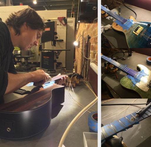 Michael Kelly electric and acoustic guitars in the PLEK machine