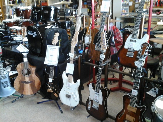 Michael Kelly 1950s, 1960s and Patriot electric guitars at Stan Herber's Music Shoppe in Louisiana