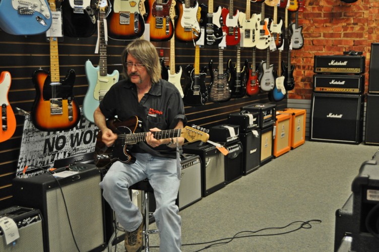 Michael Kelly electric ebony guitar at Murphy's Music in Irving, TX