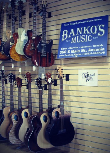 Michael Kelly electric guitars and acoustic guitars at Banko's Music in Ansonia, Connecticut