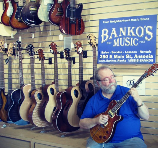 Michael Kelly acoustic and electric guitars at Banko's Music in Ansonia, CT