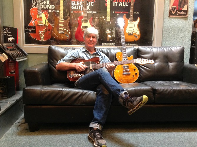 Michael Kelly 1950s and Patriot electric guitars at Portland Music Company, Martin Luther King location, Portland, OR