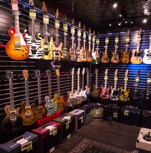 Michael Kelly Patriot and 1950s electric guitars at N Stuff Music store in Pittsburgh, PA