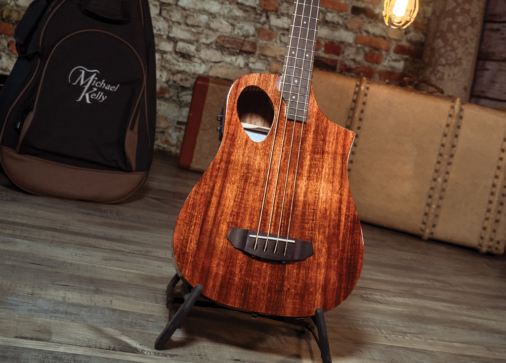 body of acoustic bass on stand