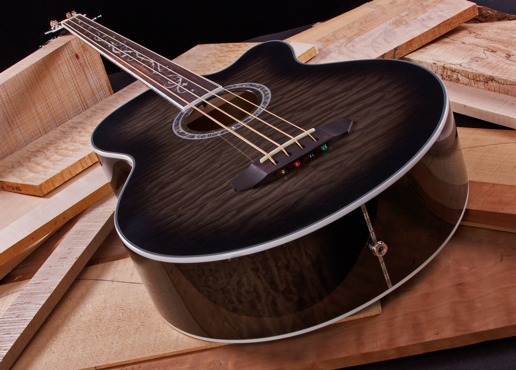 angled view of acoustic bass