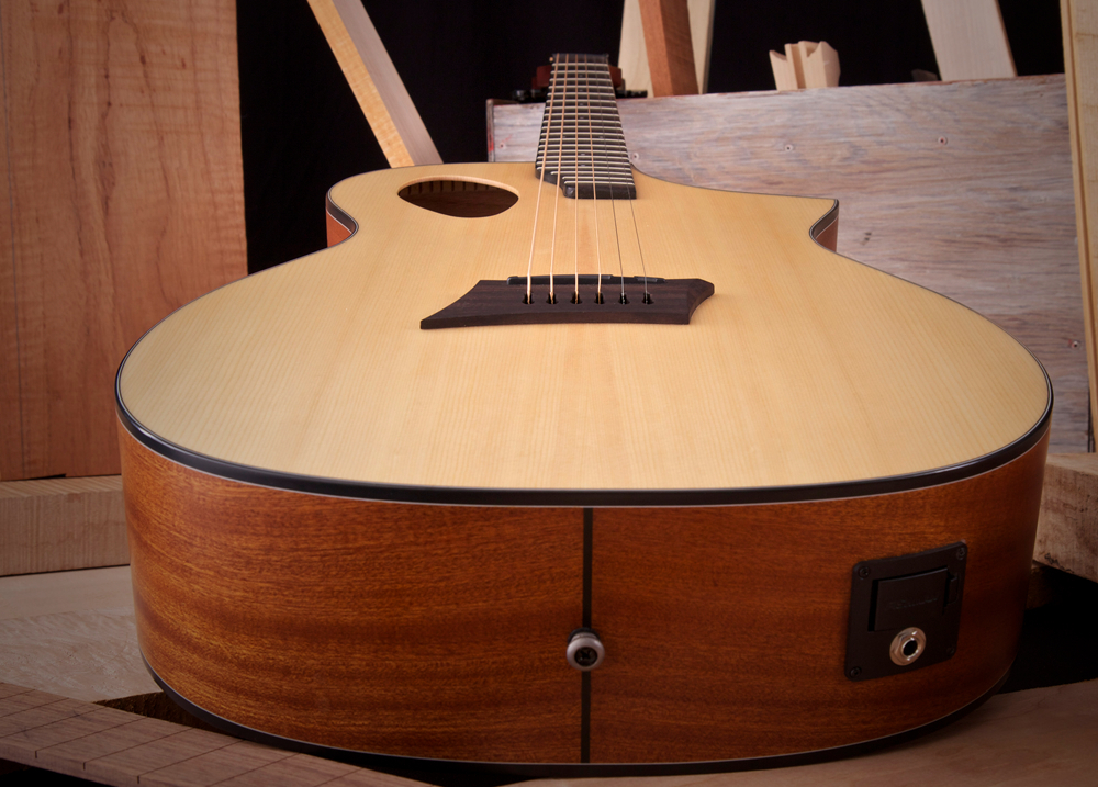 head-on view of acoustic guitar