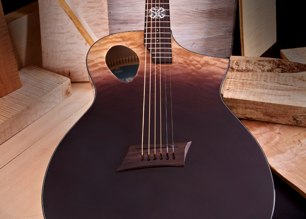 acoustic guitar on stand