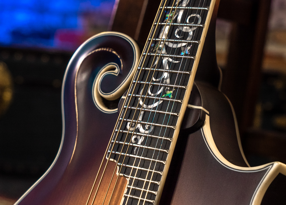closeup of body of mandolin