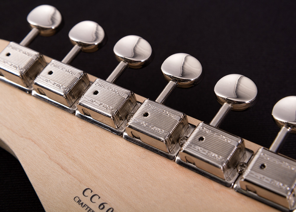 back of electric guitar headstock