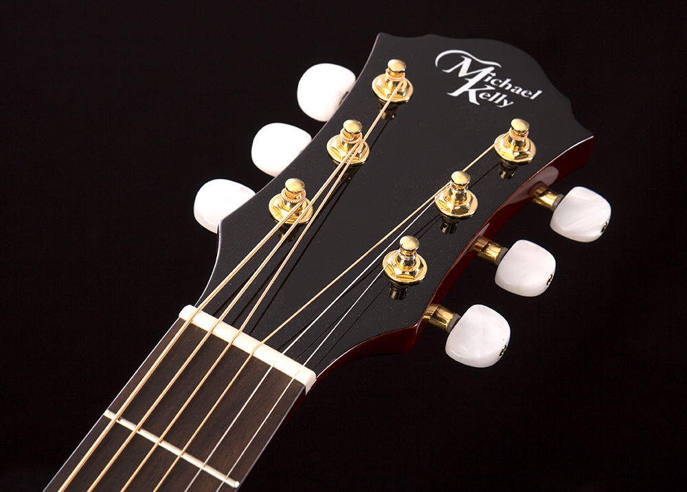 closeup of input on acoustic guitar