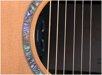 close view of pickup soundhole from the side